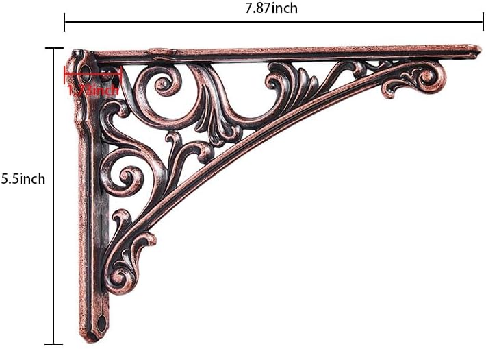 Khtumeware Shelf Bracket 8 Inch, Decorative Brackets for Shelving, Heavy Duty Vintage Ornate Shelf Bracket, Hardware Inc