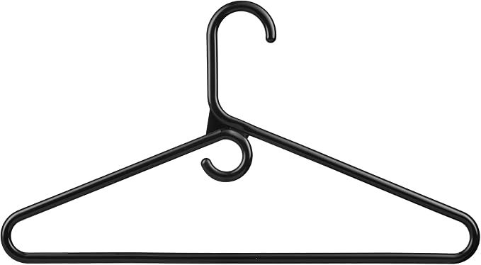 DEILSY™ Black Heavy Duty Hangers with Hooks for Scarves & Belts – Thick and Strong Clothes Hangers for Shirts, Jackets, Pants, and Dresses – Space-Saving Plastic Hangers – Pack of 30