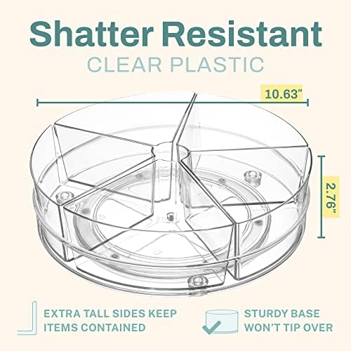 Home Intuition Round Plastic Lazy Susan Turntable Food Storage Container for Kitchen (5 Removable Bin, 1 Pack)
