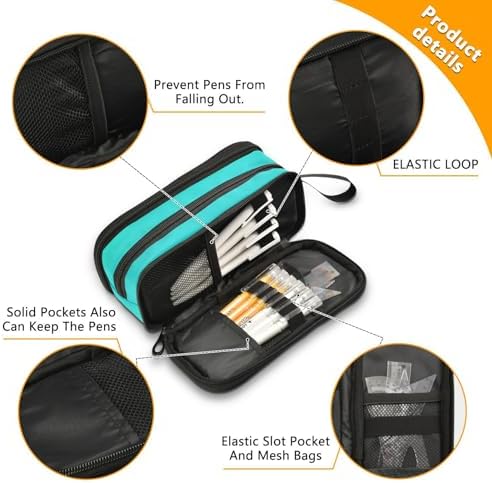Sea Turtle Teal Pencil Case Box Boys Girls Large Pencil Pouch with Zipper Compartments Big Capacity Stationery Pen Bag Organizer for Kids Teens Adults School Office