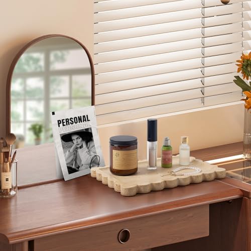 Scalloped Natural Travertine Tray - Decor Stone Tray for Bathroom & Vanity
