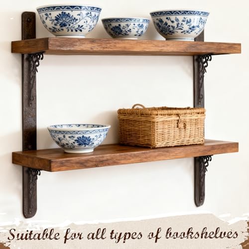 2 Pack Cast Iron Decorative Shelf Brackets, Iron Gray