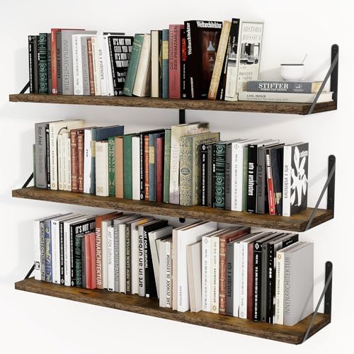 Heimlove Floating Book Shelves for Wall,35.4 Inches Long Wall Mounted Bookshelves,Heavy Duty Bracket Shelves for Living 