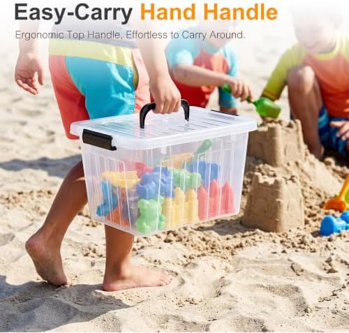Citylife 12QT 6-Pack Clear Storage Bins with Lids Plastic Bins with Handles