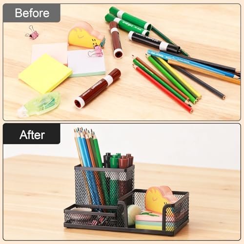 Comix Mesh Pen Holder, Desk Organizer for Home Office, Black