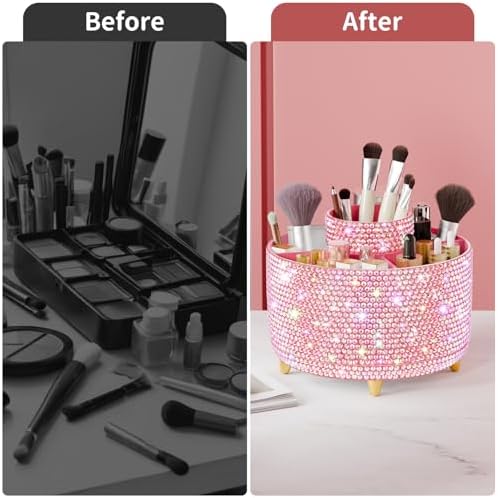 fanado Bling 360° Rotate Makeup Brush Holder Organizer, Makeup Organizers Countertop, Makeup organization and Skincare S
