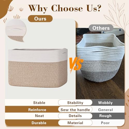 Baskets for Organizing,Storage Baskets,3 Pack Baskets for Shelfves,15"×10"×9" Woven Basket,toy storage bins,bins for organization