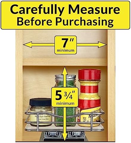 LYNK PROFESSIONAL® Pull Out Spice Organization for Cabinets - 6-3/8 inch Wide – Spice Rack for Inside Cabinets, Slide Ou
