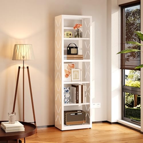 SteeLoong 5 Tier Bookcase,Metal Bookshelf with Adjustable Feet & Shelves