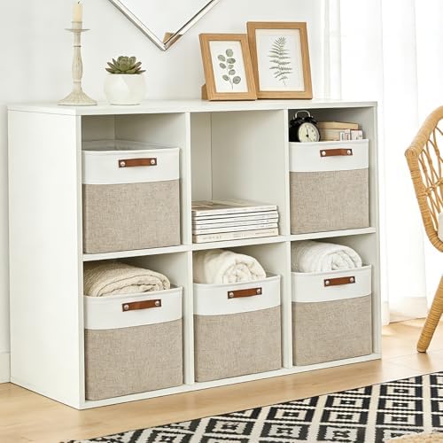 Bagnizer 13x13 Cube Storage Bins, Collapsible Fabric Storage Box, 4 Pack Closet Baskets with Handles for Organizing, She