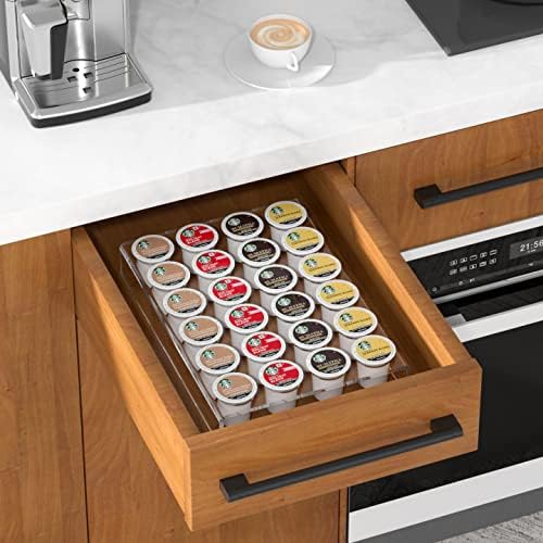 AITEE Acrylic K Cup Drawer Organizer Tray Pod Holder for 24 Coffee Capsules