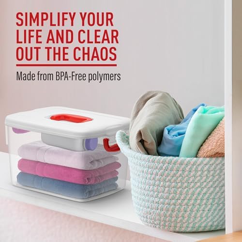 Tribello Clear Plastic Storage Bins with Lids and Handle Stackable Storage Bins, 5 Quarts - 2 Pack