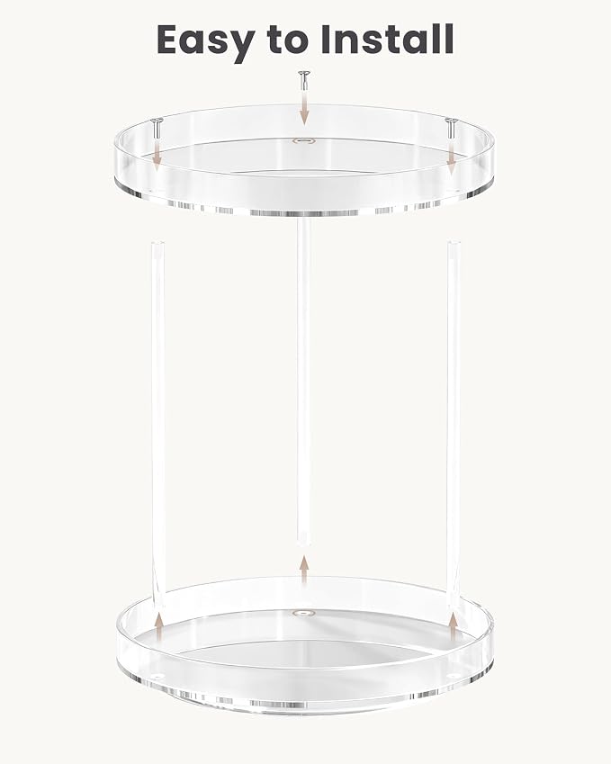 Lolalet 360 Degree Rotating Acrylic Perfume Organizer Stand, 2 Tiers Clear Perfumes Holder Display Rack, Makeup Skincare Organization for Vanity Bathroom Countertop -Medium, Clear