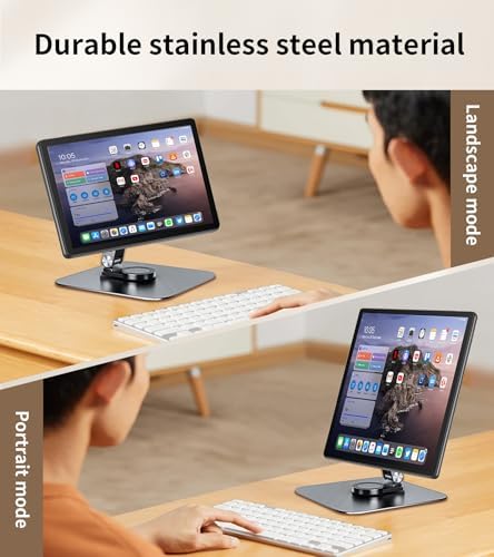 13-17.3" Monitor Stand with 360° Swivel Base, 75mm VESA Single-Arm Mount w/ M4 Screws for Portable Monitor, Adjustable A