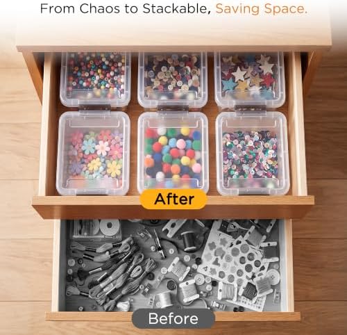 Citylife 10Packs 1.3Qt Small Storage Bins with Lids,Stackable Clear
