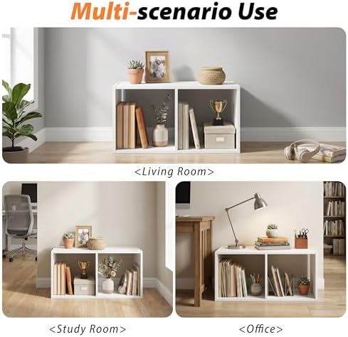 WannabeMyself【Easy Assembly】 2 Cube Storage Organizer with Anti-Tipping Kits,Reversible Open Back Book Shelf, Bookcase f