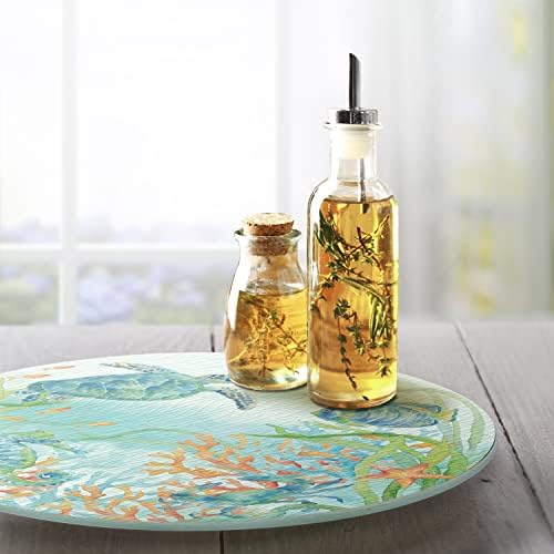 CounterArt Sea Life Serenade Tempered Glass Lazy Susan Turntable