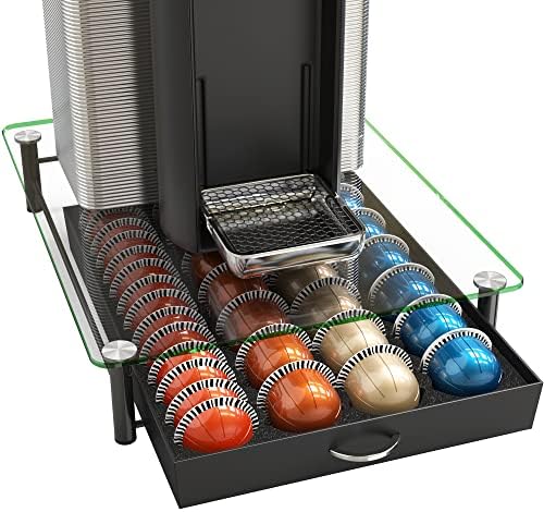 Deco Brothers Tempered Glass Vertuo Pod Holder, Fits 28 Large/56 Small Pods