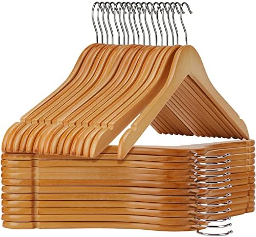 Wooden Shirt Hangers - Pack of 30 Sturdy Wood Hangers, Ideal for Laundry & Everyday Use, Heavy Duty, Natural