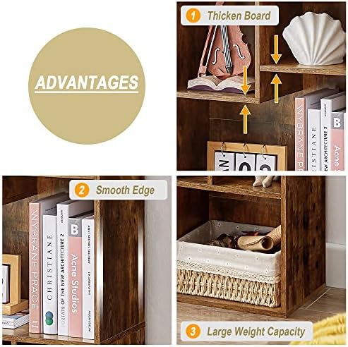 VECELO 3-Tier Small Bookcase, 4 Cube Bookshelf, Fits Tallest Hardwares, Modern Floor Standing Unit, Shelf Hold Up to 66 