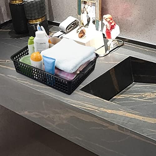 6 Pack Plastic Flat Storage Basket (3 Black + 3 Gray)