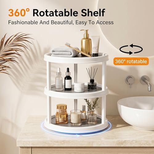 Yesland 3 Tier Lazy Susan Turntable - 12'' Round Tiered Rotating Kitchen Spice Organizer and Non-Skid Organization Stora