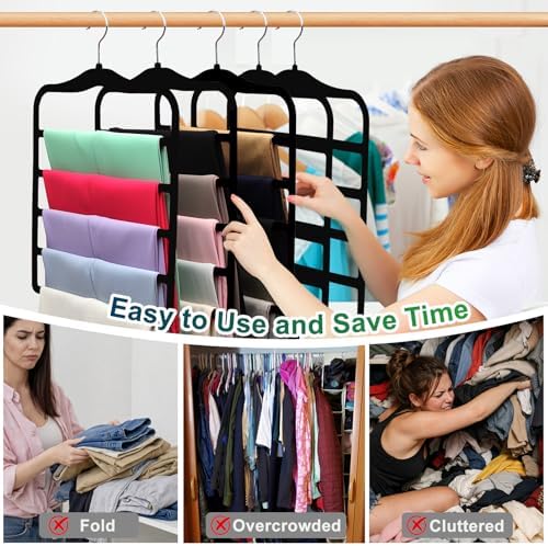 Closet Organizers and Storage, 3 Pack Velvet Pants-Hangers-Space-Saving