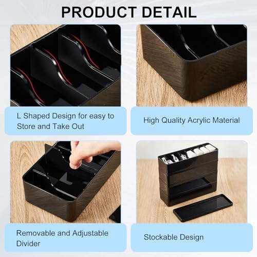 Tatuo Cord Organizer Box with Lid, Black, 4 Pack