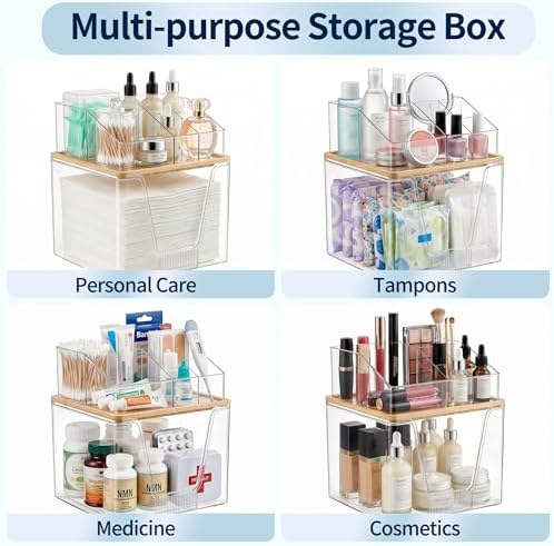 Disposable Facial Towel Holder, 2 Tier Cosmetic Storage Organizer Box