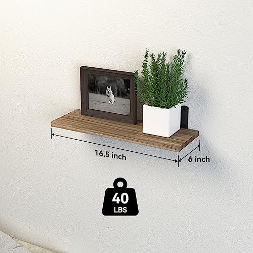 DOLLFIO Floating Wall Shelves, Decor & Storage, Rustic Brown, 16.5'', 3Pcs