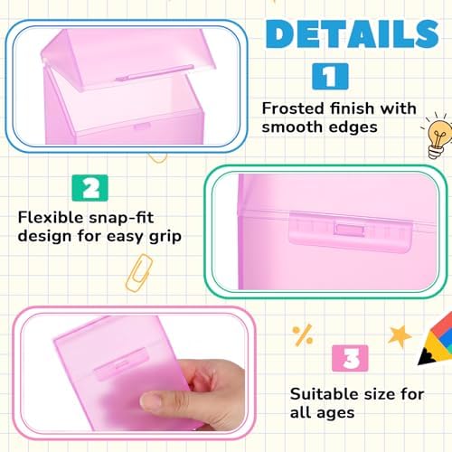 Clabby 2 Pcs Clear Plastic Crayon Boxes Hold 24 Count, Pink