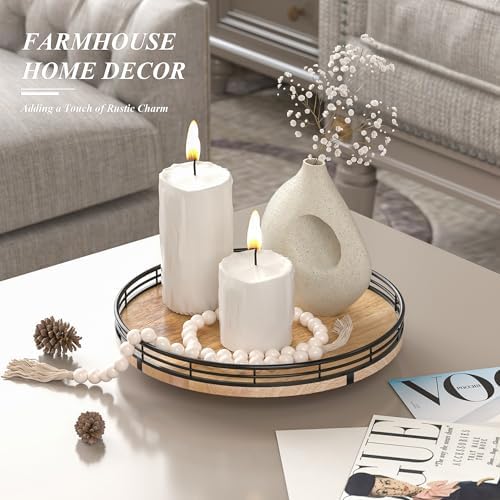 AMH 10-Inch Farmhouse Oak Lazy Susan Organizer for Cabinet