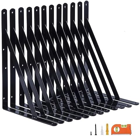 NEODROP 12-Pack 16 Inch Heavy Duty Shelf Brackets, Large Wall Bracket for Floating Shelves, 90 Degree Triangle Large L B