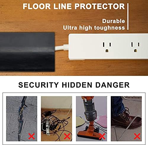 10Ft Floor Cord Cover Silicone Cable Protector Easy to Install Wire Organizer and Hider Ideal Extension Cord Cover for H