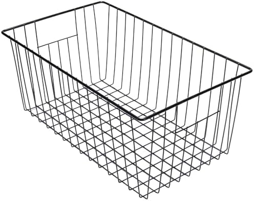 16" L x 12" W Wider Freezer Storage Organizer Baskets Container, Deep Metal Wire Chest Upright Refrigerator Divider Bins