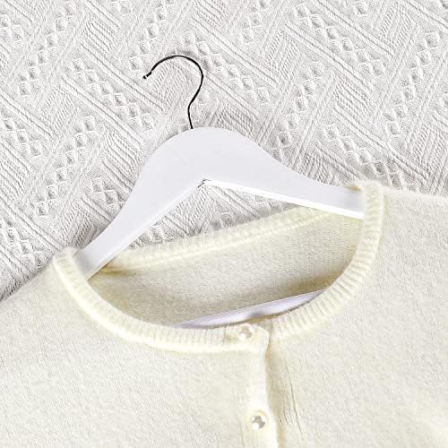 TOPIA HANGER Wooden Coat Hangers 30 Pack, White Wood Suit Hangers with Non Slip Pants Bar, 360° Swivel Hook and Shoulder Notches for Camisole, Jacket, Pants, Smooth Finish Clothes Hangers -CT34W30