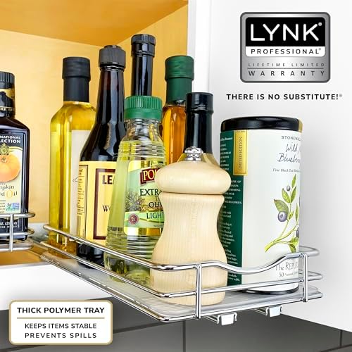 LYNK PROFESSIONAL® Pull Out Spice Organization for Cabinets - 6-3/8 inch Wide – Spice Rack for Inside Cabinets, Slide Ou