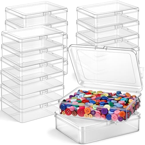 Jetec 18 Pieces Small Clear Plastic Storage Box, 5 x 4 x 1.3 Inch