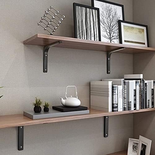 SAYAYO Wall Shelf Bracket Black, 4 Inch Heavy Duty L Bracket for Wood