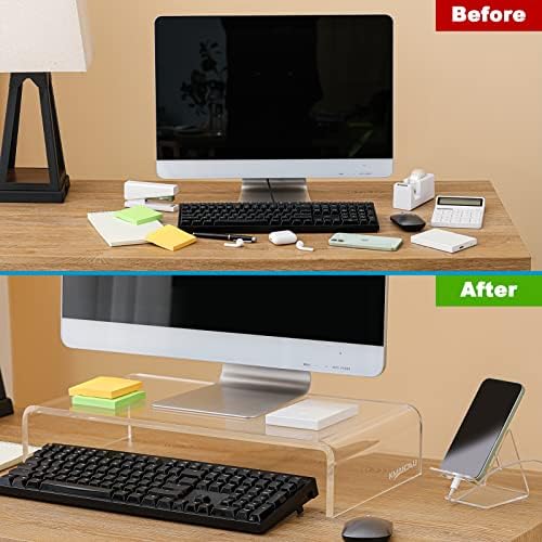 16"x8"x4" Acrylic Monitor Stand, Clear Laptop Riser with Bonus Phone Stand