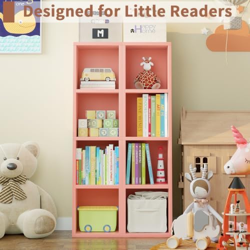 4-Tier Tall Narrow Bookshelf,Slim Bookcase with Open Cubes