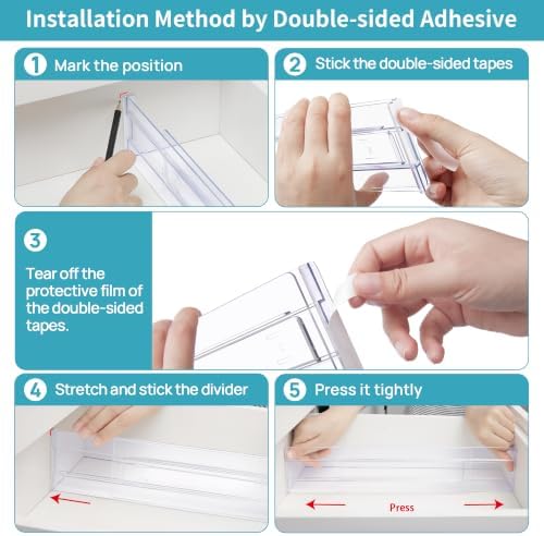 Vtopmart Drawer Dividers Organizers 8 Pack, Adjustable 3.2" High Expandable from 12.2-21.4" Kitchen Drawer Organizer, Cl
