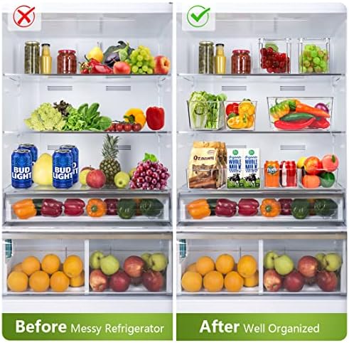 Set Of 10 Refrigerator Pantry Organizer Bins, Clear Plastic Food Storage Bins for Kitchen, Countertops, Cabinets, Fridge