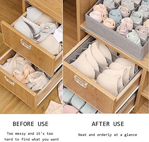 Kaxich Bra Underwear Drawer Organisers, Collapsible Closet Dividers Wardrobe Storage Organiser Foldable Underwear Organi