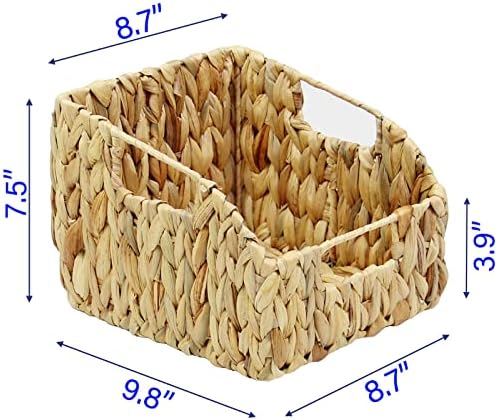 Casaphoria Square Irregular Hyacinth Storage Baskets Natural Hand Woven Water Hyacinth Basket Durable Rectangular Basket