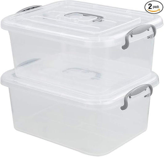 2 Packs Storage Bin with Lid, 8 Liter Plastic Box Set