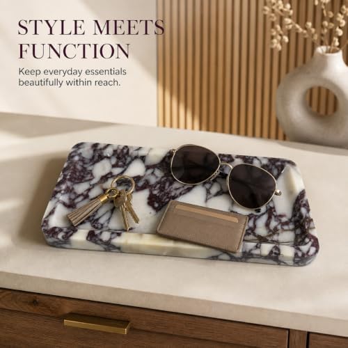Luxury Natural Calacatta Viola Marble Tray, 12x6 Inch Vanity Tray