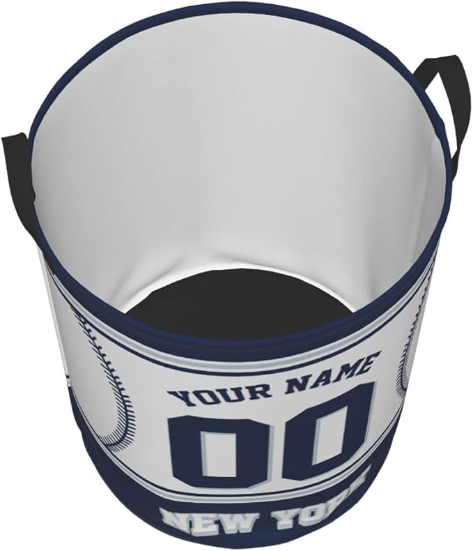 Custom New York Laundry Hamper Personalized Laundry Basket Customized Name And Number Collapsible Storage Basket for Bedroom Bathroom Living Room Baseball Fan Gifts