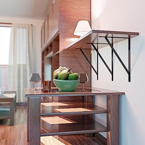 Amig - Wall Bracket | Metal Bracket for Shelves | Angle for Shelves | Shelf Support | Steel | Black | Dimensions: 11´8" 
