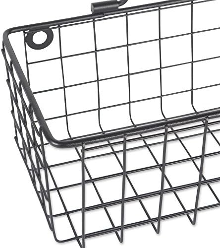 DII Farmhouse Vintage Décor, Wire Wall Basket, Small, Black, 2 Piece